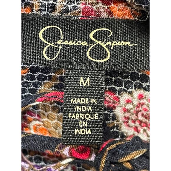 Jessica Simpson Blouse Size M Floral Print Long Sleeve V Neck Bruna - Picture 7 of 11